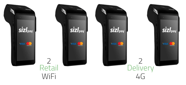 Quantity 4 Terminals (2 Retail, 2 Delivery)
