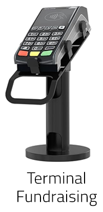 Stand mounted POS payment terminal for school fundraising